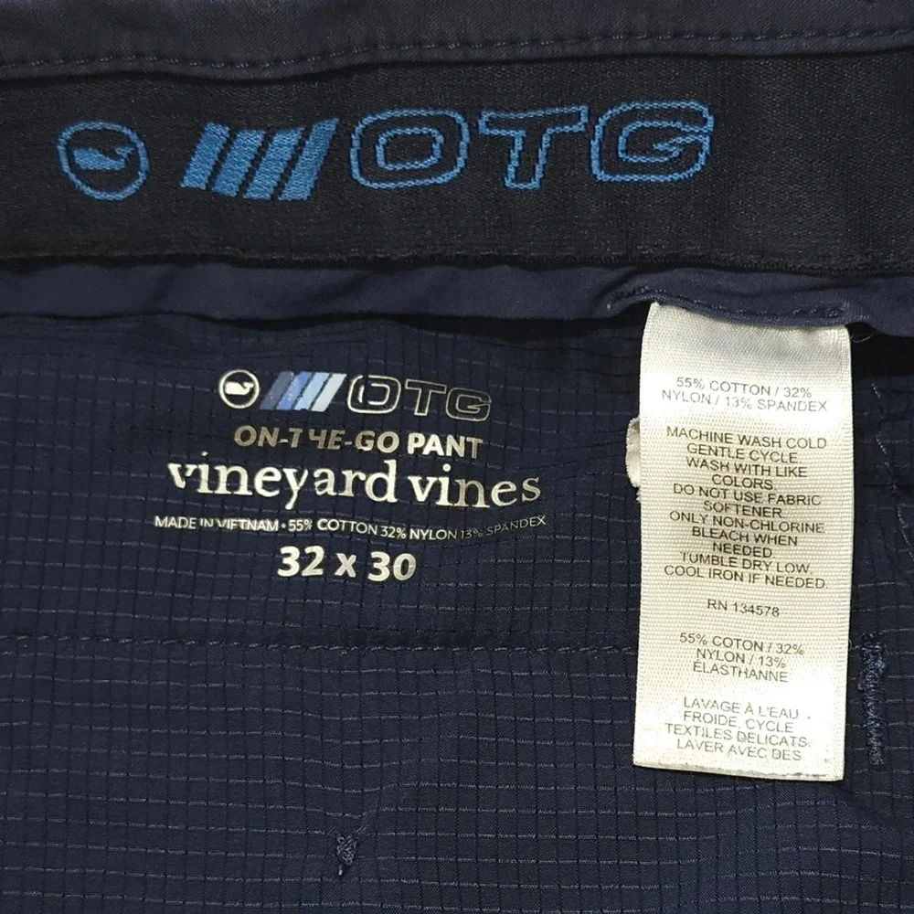 Vineyard Vines Performance On-The-Go Pant 32x29 Navy Blue Stretch Chino 1P000005